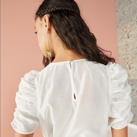 Ulla Johnson Silk Blouse White Sheer Celia NWT4 - Picture 2 of 8